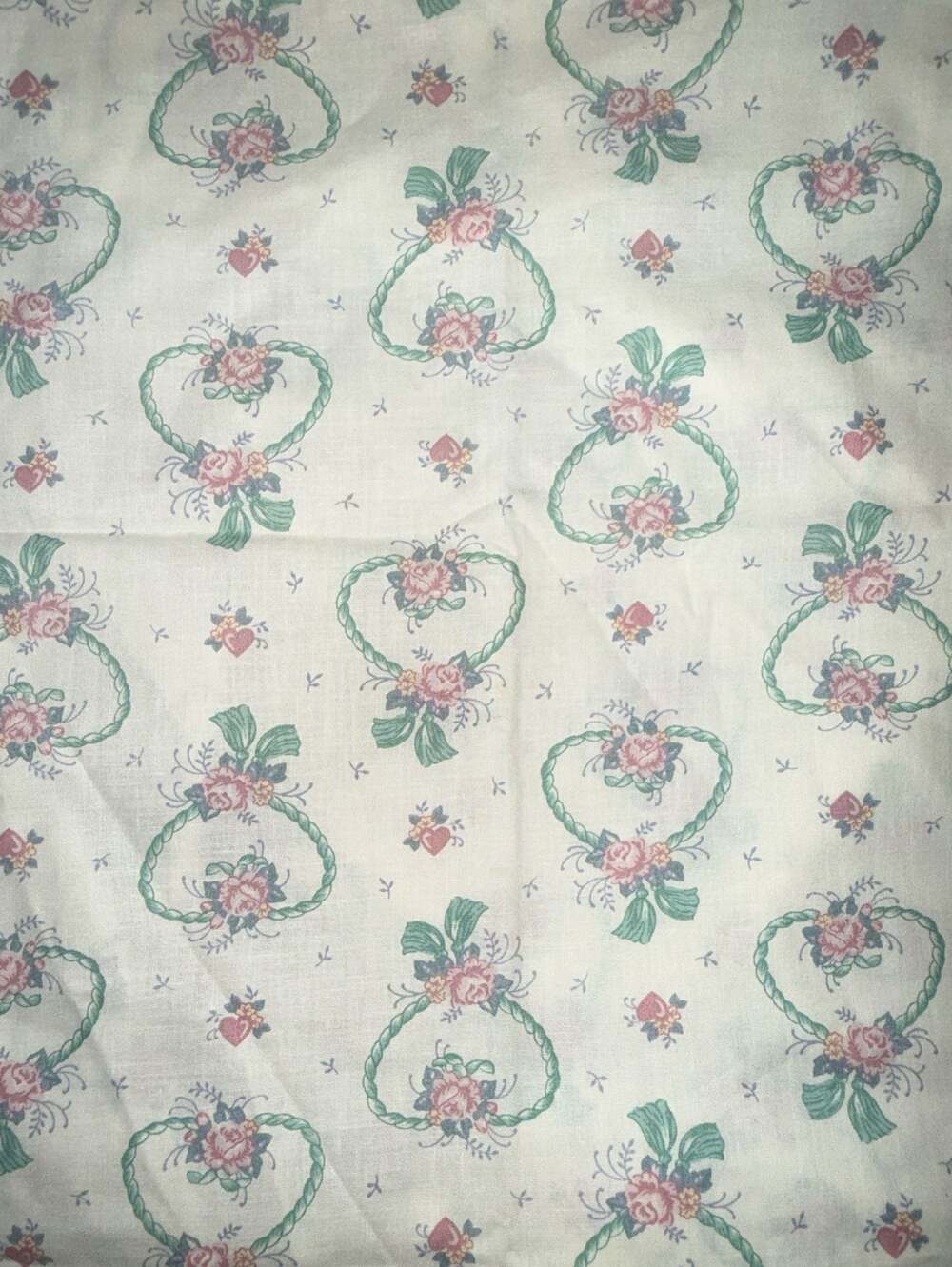 Vintage Discontinued WAMSUTTA OTC Floral Heart Print Cotton Fabric 45” X 43”